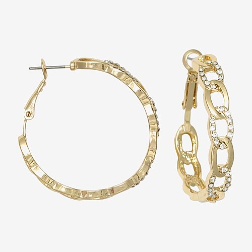 Bold Elements Womens 38mm Hoop Earrings In Yellow