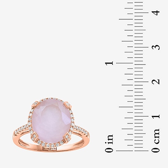 Effy Final Call Limited Quantities! Womens 1/6 CT. T.W. Genuine Pink Quartz 14K Gold Oval Halo Cocktail Ring