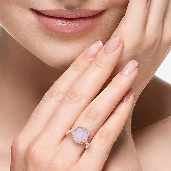 Effy Final Call Limited Quantities! Womens 1/6 CT. T.W. Genuine Pink Quartz 14K Gold Oval Halo Cocktail Ring