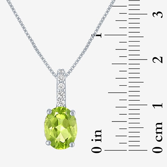 Womens Genuine Green Peridot Sterling Silver Oval 18 Inch Pendant Necklace