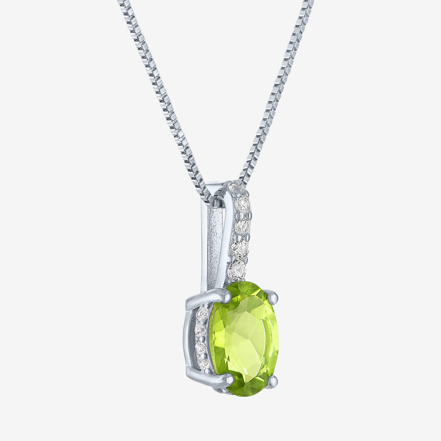 Womens Genuine Green Peridot Sterling Silver Oval 18 Inch Pendant Necklace