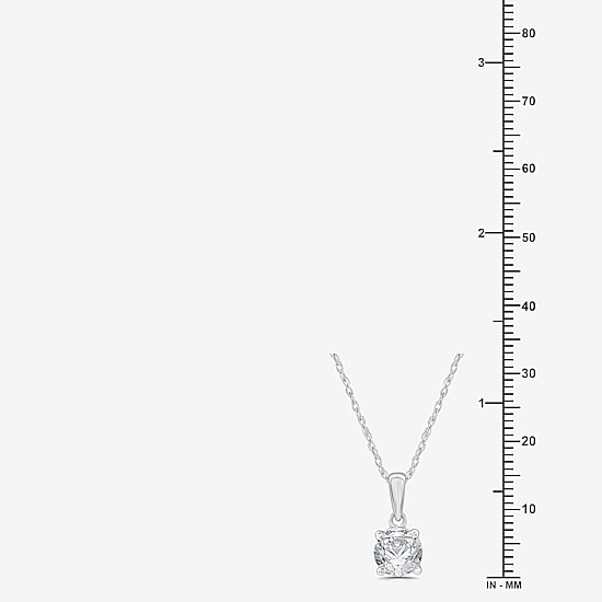 Womens 1 CT. Lab Grown White Diamond 10K Gold Round Pendant Necklace
