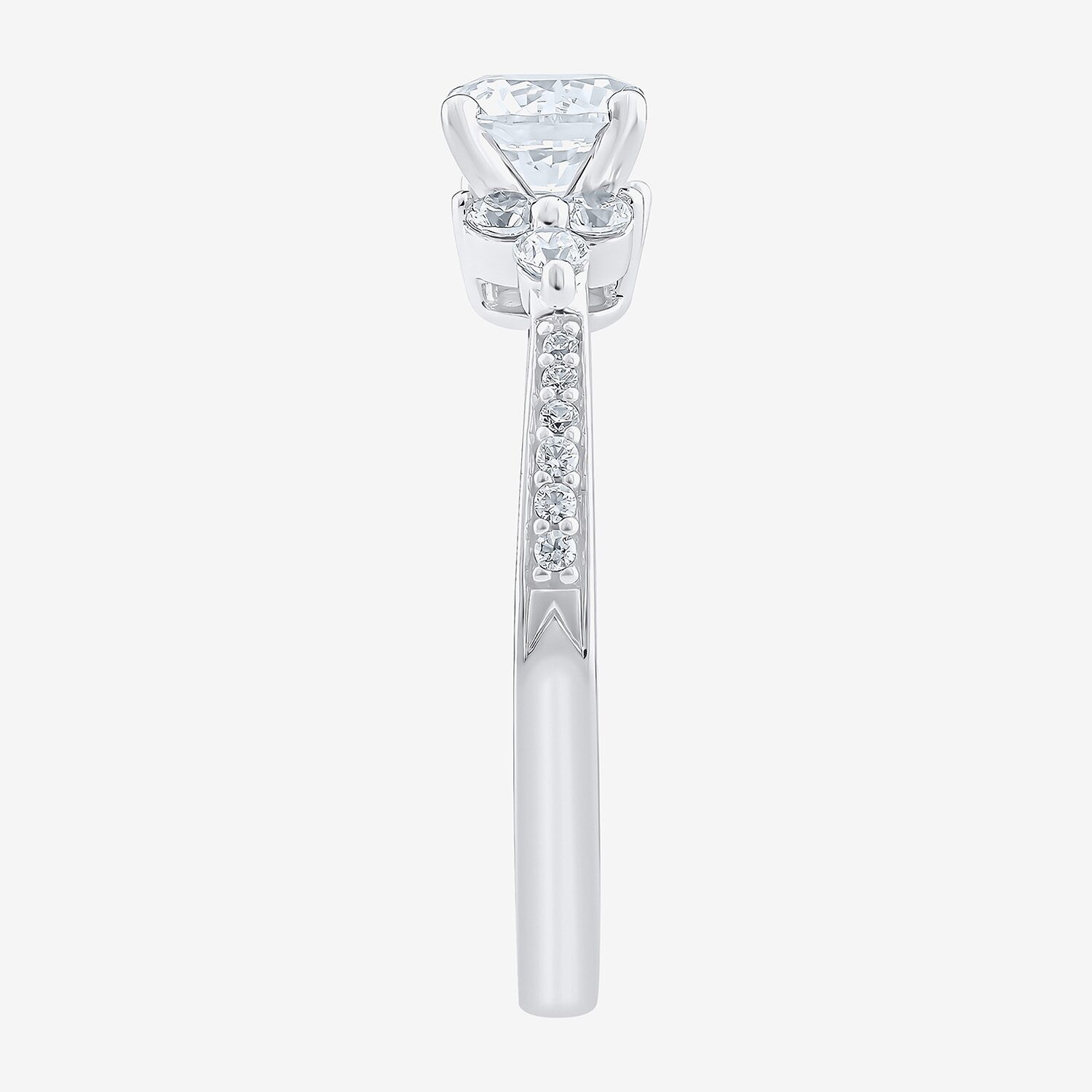 (Si2/G) Womens 1 CT. T.W. Lab Grown White Diamond 10K Gold Round Side Stone Engagement Ring