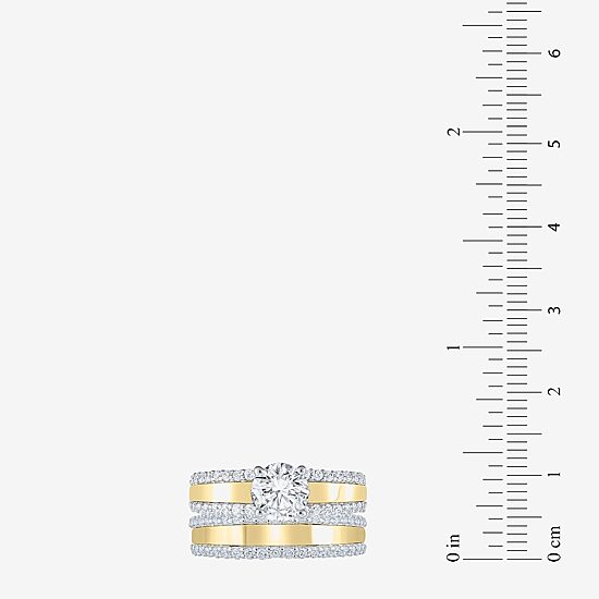 (G / Si2) Womens 2 CT. T.W. Lab Grown White Diamond 10K Gold Side Stone Bridal Set