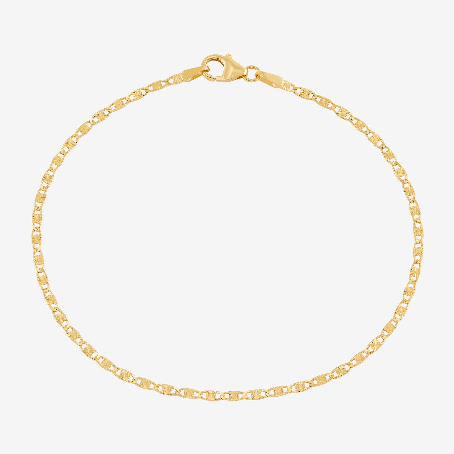 Made in Italy Womens 10K Gold 7.5 Inch Solid Fashion Chain Bracelet