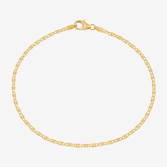 Made in Italy Womens 10K Gold 7.5 Inch Solid Fashion Chain Bracelet