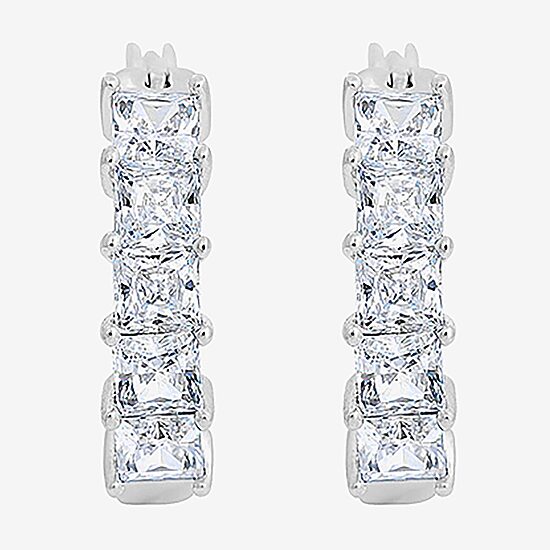 Diamonart Womens Cubic Zirconia Sterling Silver 18.6mm Round Hoop Earrings