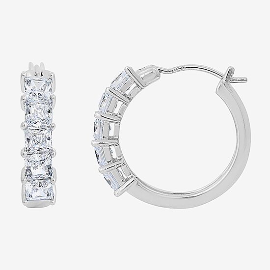 Diamonart Womens Cubic Zirconia Sterling Silver 18.6mm Round Hoop Earrings