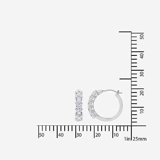 Diamonart Womens Cubic Zirconia Sterling Silver 18.6mm Round Hoop Earrings