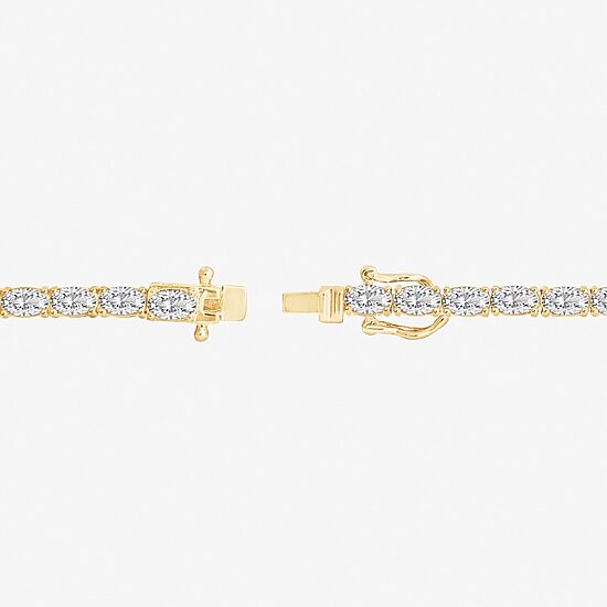 Diamonart Womens Cubic Zirconia 14K Gold Over Silver Heart 7.25 Inch Tennis Bracelet
