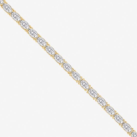 Diamonart Womens Cubic Zirconia 14K Gold Over Silver Heart 7.25 Inch Tennis Bracelet