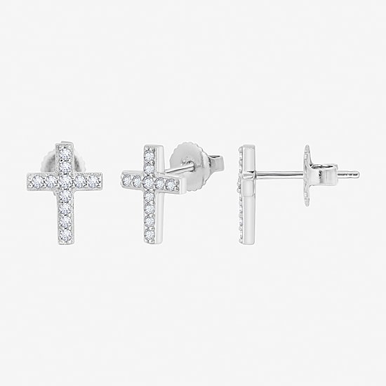 Diamonart Womens Cubic Zirconia Sterling Silver Cross 2-pc. Jewelry Set