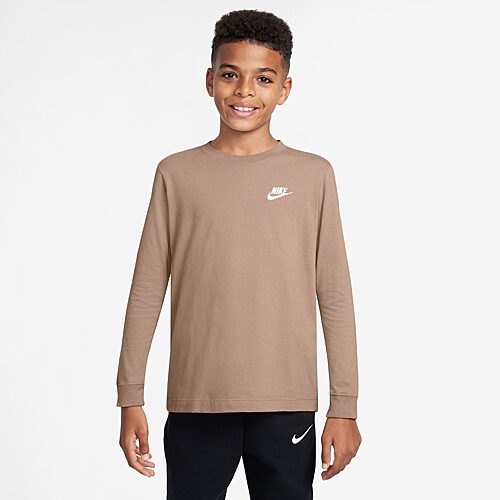 Nike Futura Big Kid Unisex Crew Neck Long Sleeve Active T-Shirt, Medium, Beige