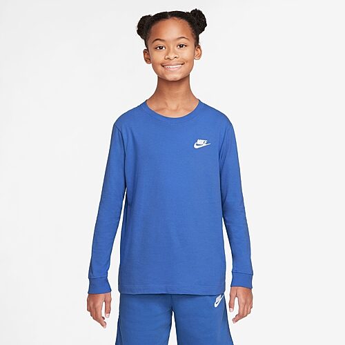 Nike Futura Big Kid Unisex Crew Neck Long Sleeve Active T-Shirt, X-large, Blue