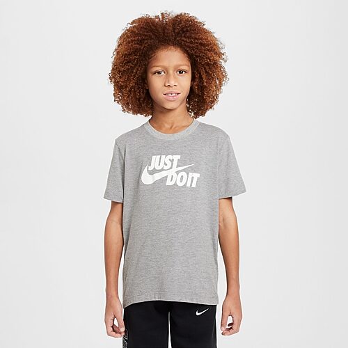 Nike Club Just Do It Big Kid Unisex Crew Neck Short Sleeve Regular Fit Graphic T-Shirt, Large, Gray
