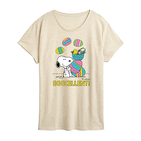 Womens Crew Neck Short Sleeve Regular Fit Peanuts Snoopy Graphic T-Shirt