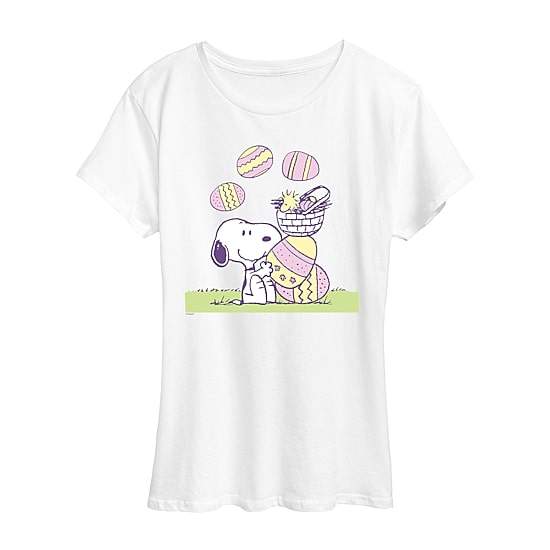 Womens Crew Neck Short Sleeve Regular Fit Peanuts Snoopy Graphic T-Shirt