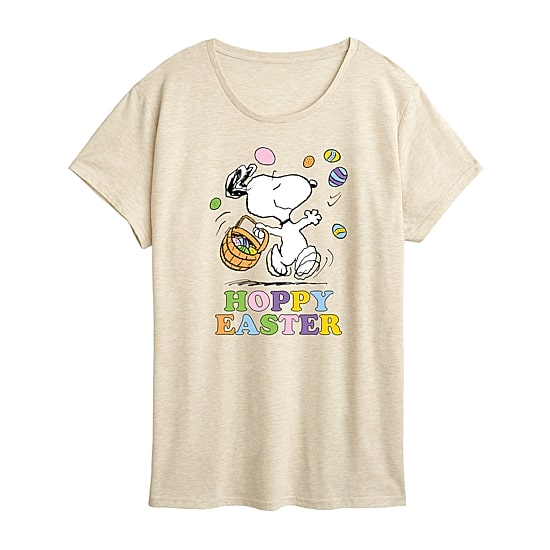Womens Crew Neck Short Sleeve Regular Fit Peanuts Snoopy Graphic T-Shirt