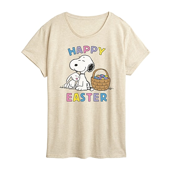Womens Crew Neck Short Sleeve Regular Fit Peanuts Snoopy Graphic T-Shirt