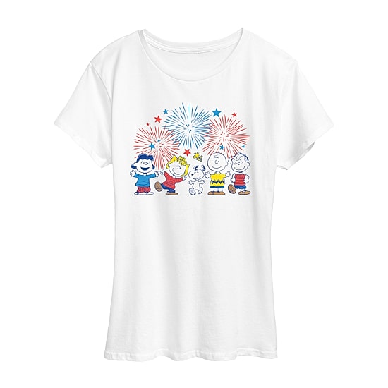 Womens Crew Neck Short Sleeve Regular Fit Peanuts Graphic T-Shirt