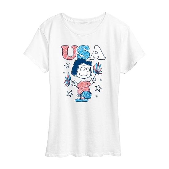 Womens Crew Neck Short Sleeve Regular Fit Peanuts Graphic T-Shirt