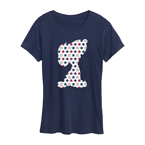 Womens Crew Neck Short Sleeve Regular Fit Peanuts Graphic T-Shirt, Medium, Blue