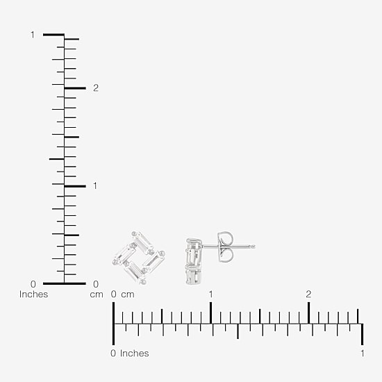 Limited Quantities! Lab Created White Sapphire Sterling Silver 9.4mm Square Stud Earrings
