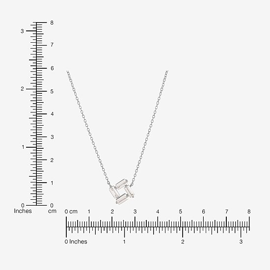 Limited Quantities! Womens Lab Created White Sapphire Sterling Silver Square 18 Inch Pendant Necklace