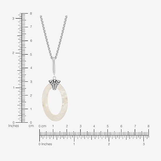 Limited Quantities! Womens Genuine White Mother Of Pearl Sterling Silver Oval 18 Inch Pendant Necklace