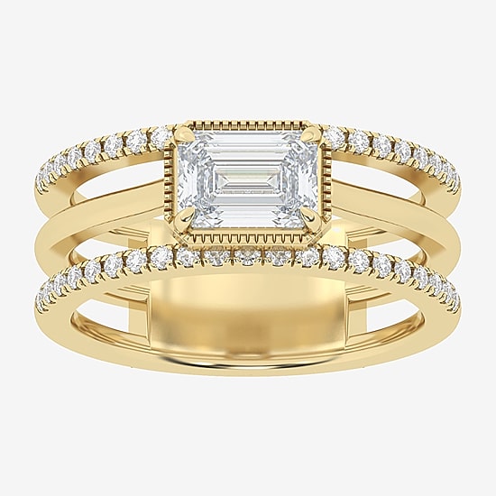 (Si2 / G) Womens 1 1/2 CT. T.W. Lab Grown White Diamond 10K Gold Cocktail Ring
