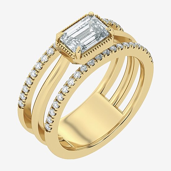 (Si2 / G) Womens 1 1/2 CT. T.W. Lab Grown White Diamond 10K Gold Cocktail Ring