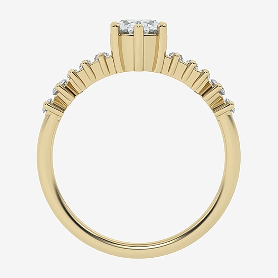 (Si2 / G) Womens 1 1/3 CT. T.W. Lab Grown White Diamond 10K Gold Oval Cocktail Ring