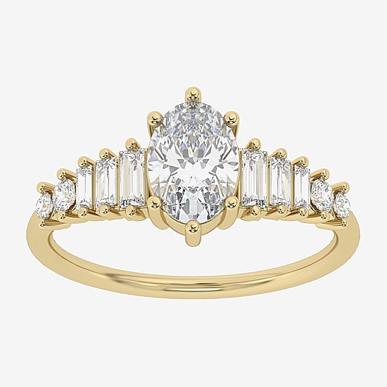 (Si2 / G) Womens 1 1/3 CT. T.W. Lab Grown White Diamond 10K Gold Oval Cocktail Ring