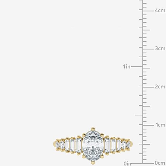 (Si2 / G) Womens 1 1/3 CT. T.W. Lab Grown White Diamond 10K Gold Oval Cocktail Ring