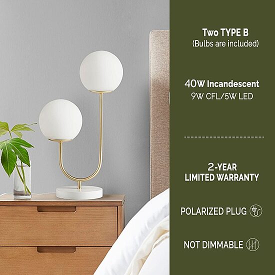510 Design Zusa 2-Light Globe Metal Table Lamp