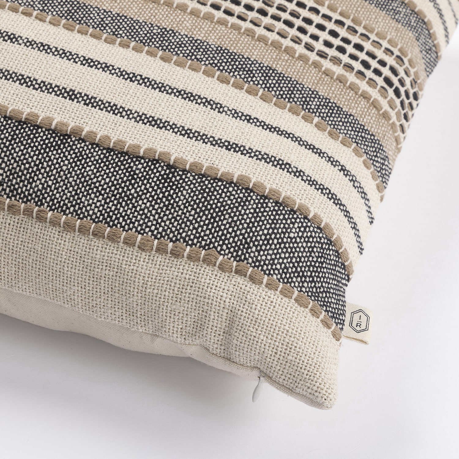 Indigo Road by Egypt Sherrod Azzo Multi-Weave Stripe 100% Cotton Square Throw Pillow