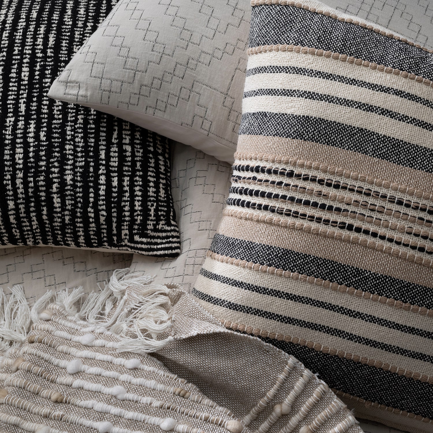 Indigo Road by Egypt Sherrod Azzo Multi-Weave Stripe 100% Cotton Square Throw Pillow