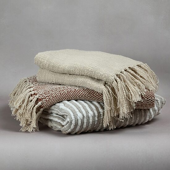 Indigo Road by Egypt Sherrod Anella Chevron Stripe Tasseled Cotton Rich Midweight Throw