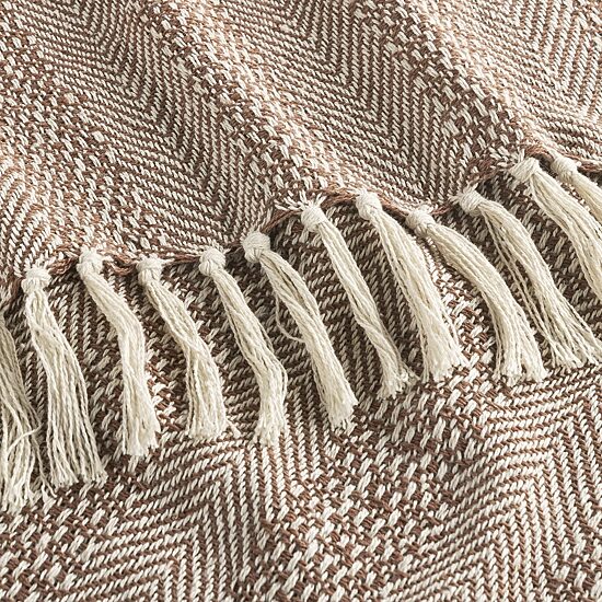 Indigo Road by Egypt Sherrod Anella Chevron Stripe Tasseled Cotton Rich Midweight Throw