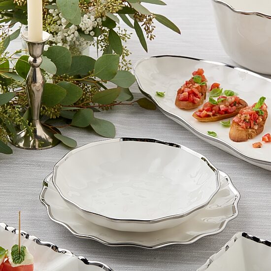Certified International Regency Silver 4-pc. Porcelain Soup Bowl