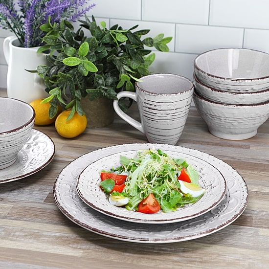 Elama Malibu Calcite 16-pc. Stoneware Dinnerware Set