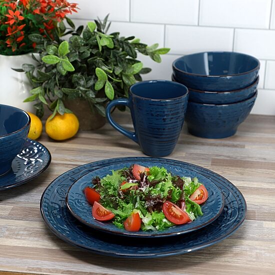 Elama Malibu Sea Glass Db 16-pc. Stoneware Dinnerware Set