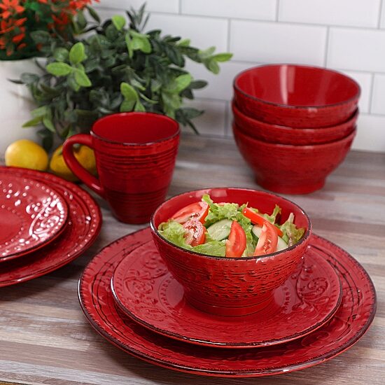 Elama Malibu Ocean Bloom 16-pc. Stoneware Dinnerware Set