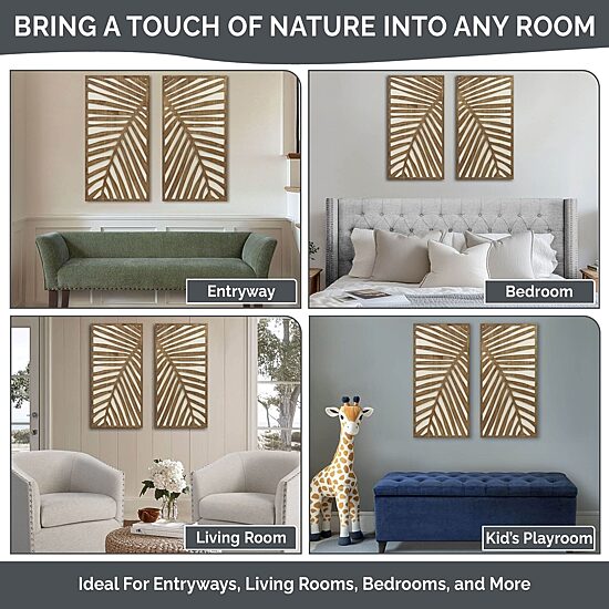 Madison Park Birch Palms Two-Tone Wood Panel 2-pc. Wall Art Set