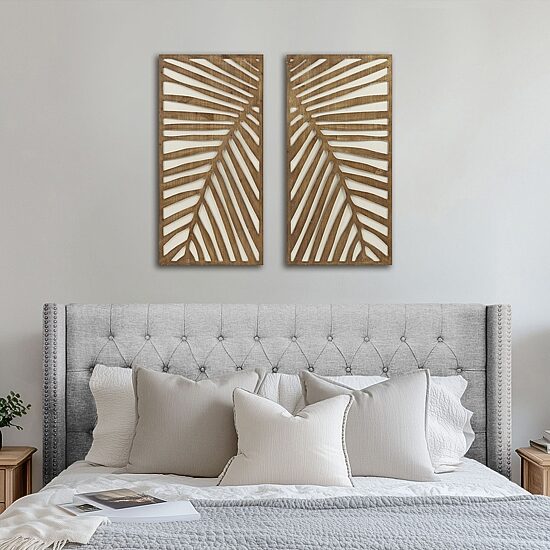 Madison Park Birch Palms Two-Tone Wood Panel 2-pc. Wall Art Set