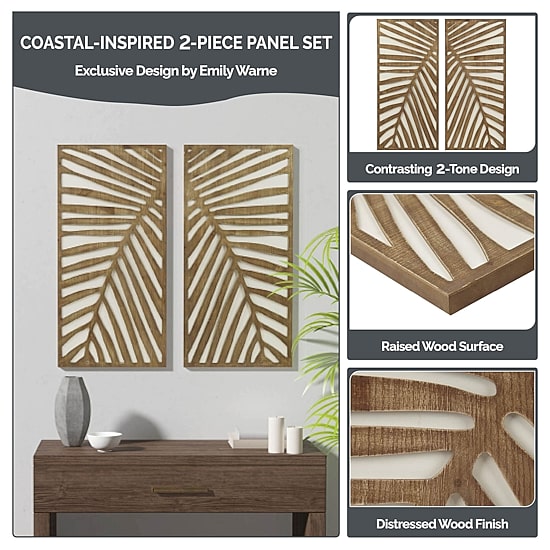 Madison Park Birch Palms Two-Tone Wood Panel 2-pc. Wall Art Set