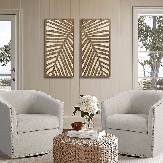 Madison Park Birch Palms Two-Tone Wood Panel 2-pc. Wall Art Set