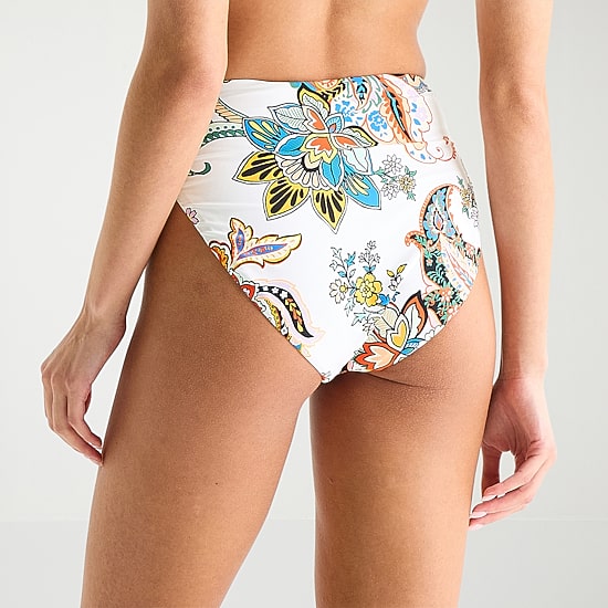 Mynah Womens Lined Paisley Moderate Coverage Hipster Bikini Swimsuit Bottom