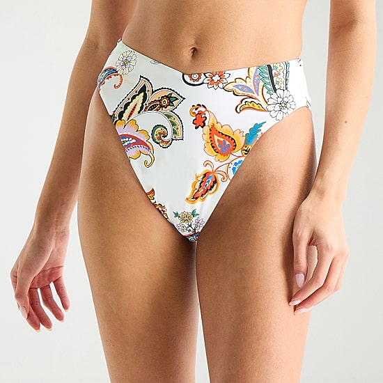 Mynah Womens Lined Paisley Moderate Coverage Hipster Bikini Swimsuit Bottom