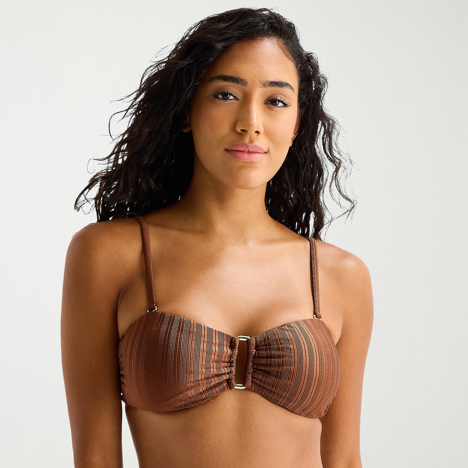 Mynah Womens Adjustable Straps Bandeau Bikini Swimsuit Top